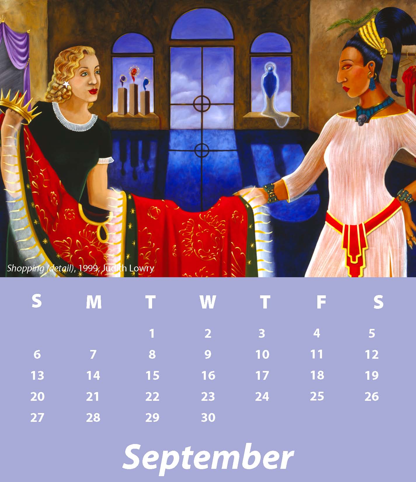 a September calendar with the image Shopping