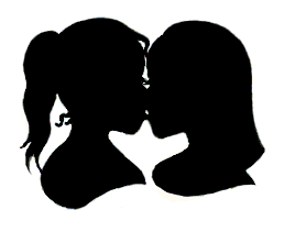 silhouette of two girls kissing