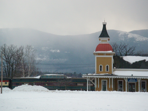 a train station in the winter