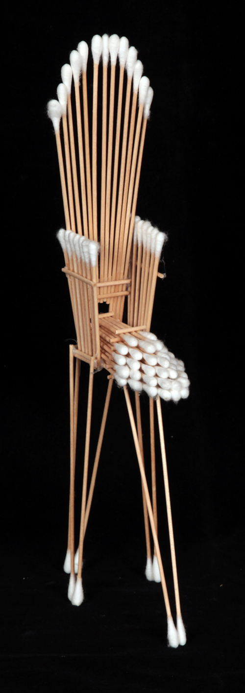 a chair made of cotton swabs